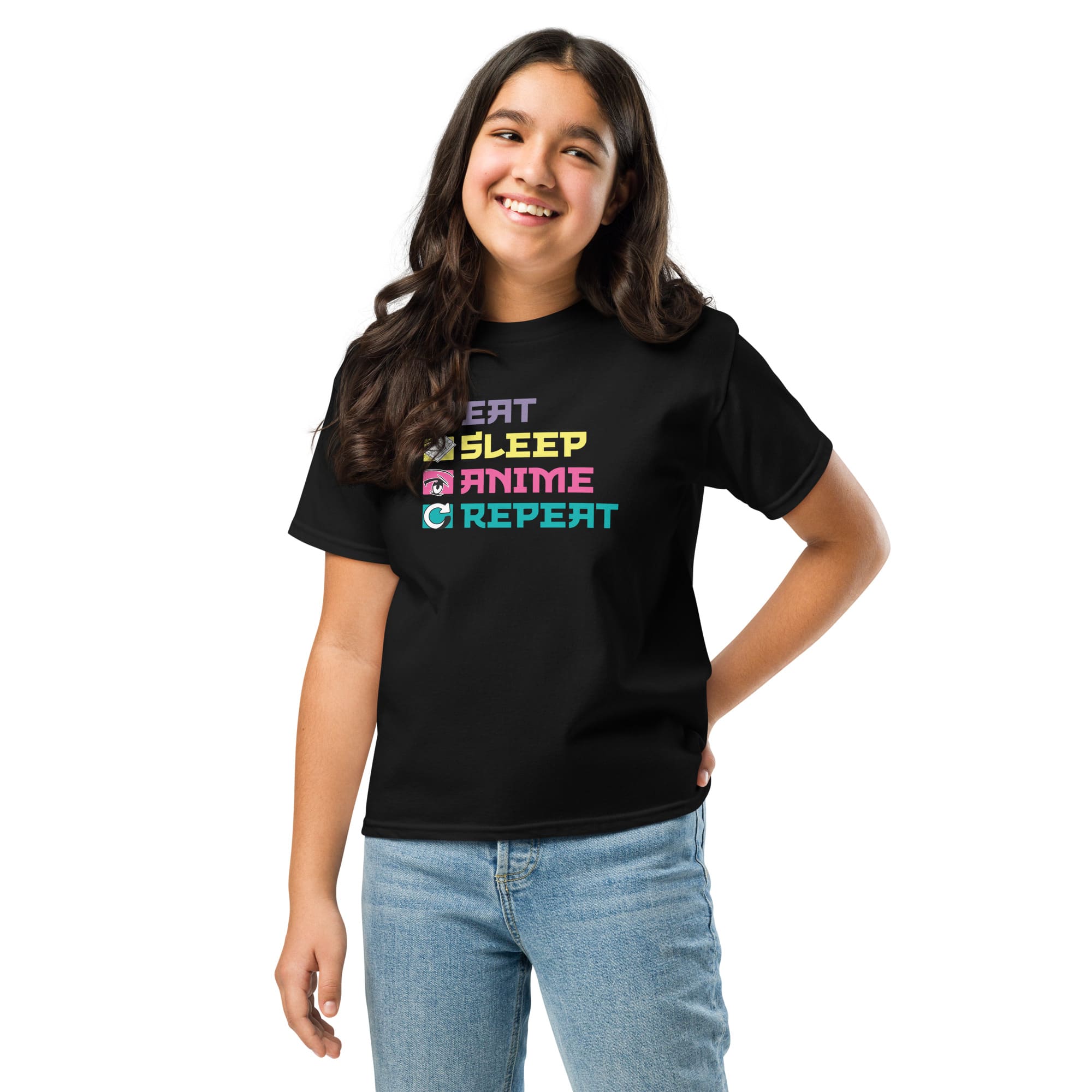 Eat Sleep Anime Repeat t shirts for girls